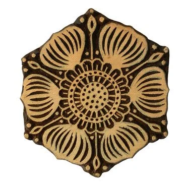 Block Print Stamp Fancy Flower M 111