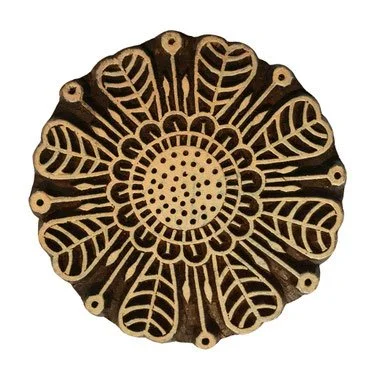 Block Print Stamp Fancy Flower M 110