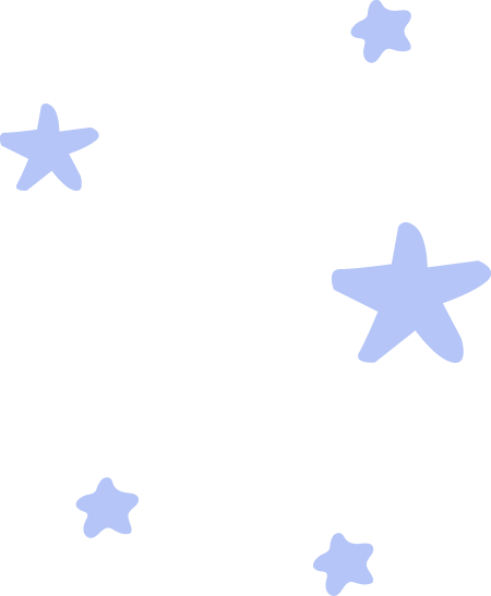 Light blue star-shaped illustrations.