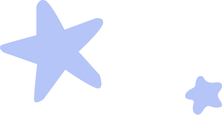 Two blue star illustrations against a black background.