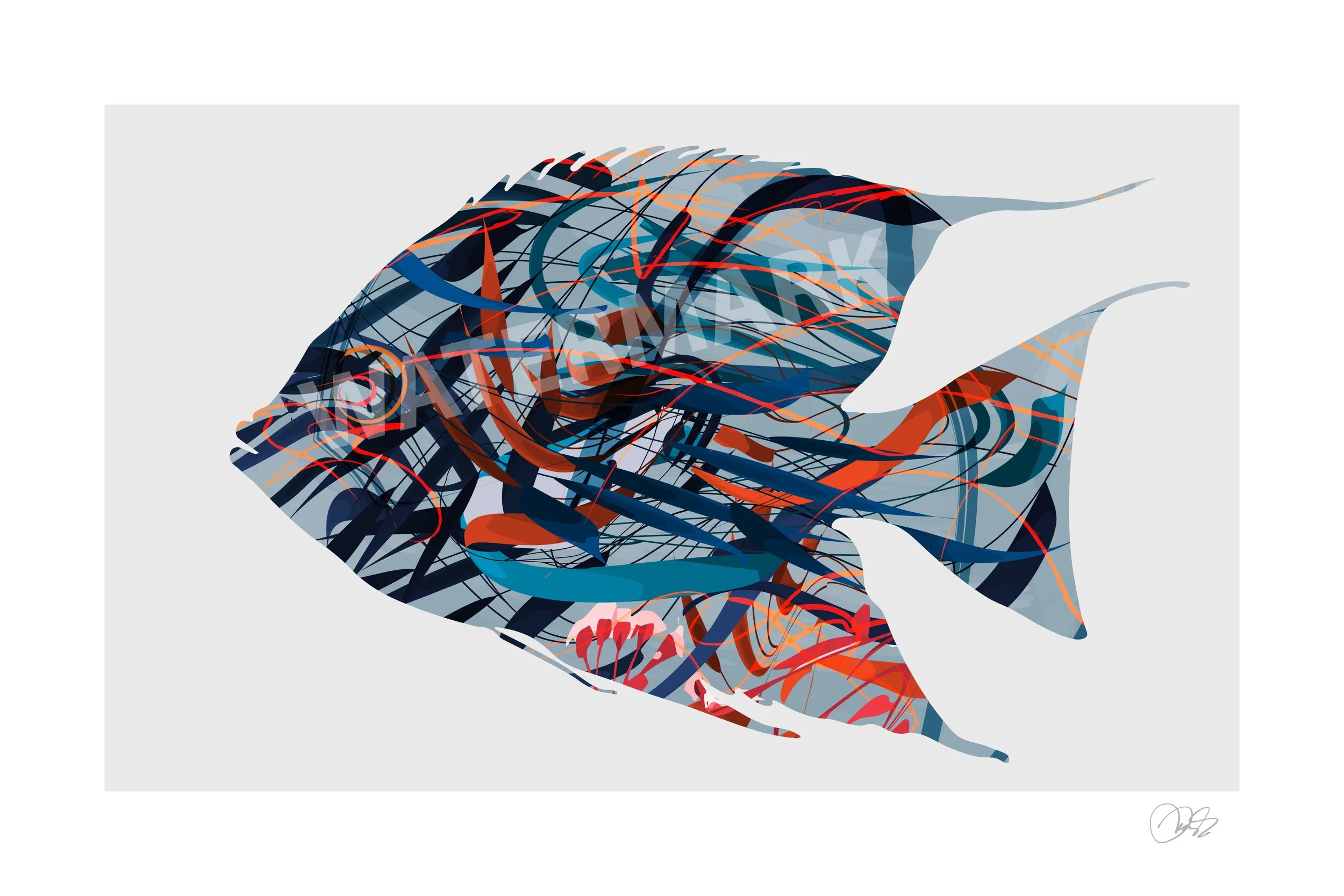 Aqua-Glow MCM Fish - 24"x36" Framed & Glazed