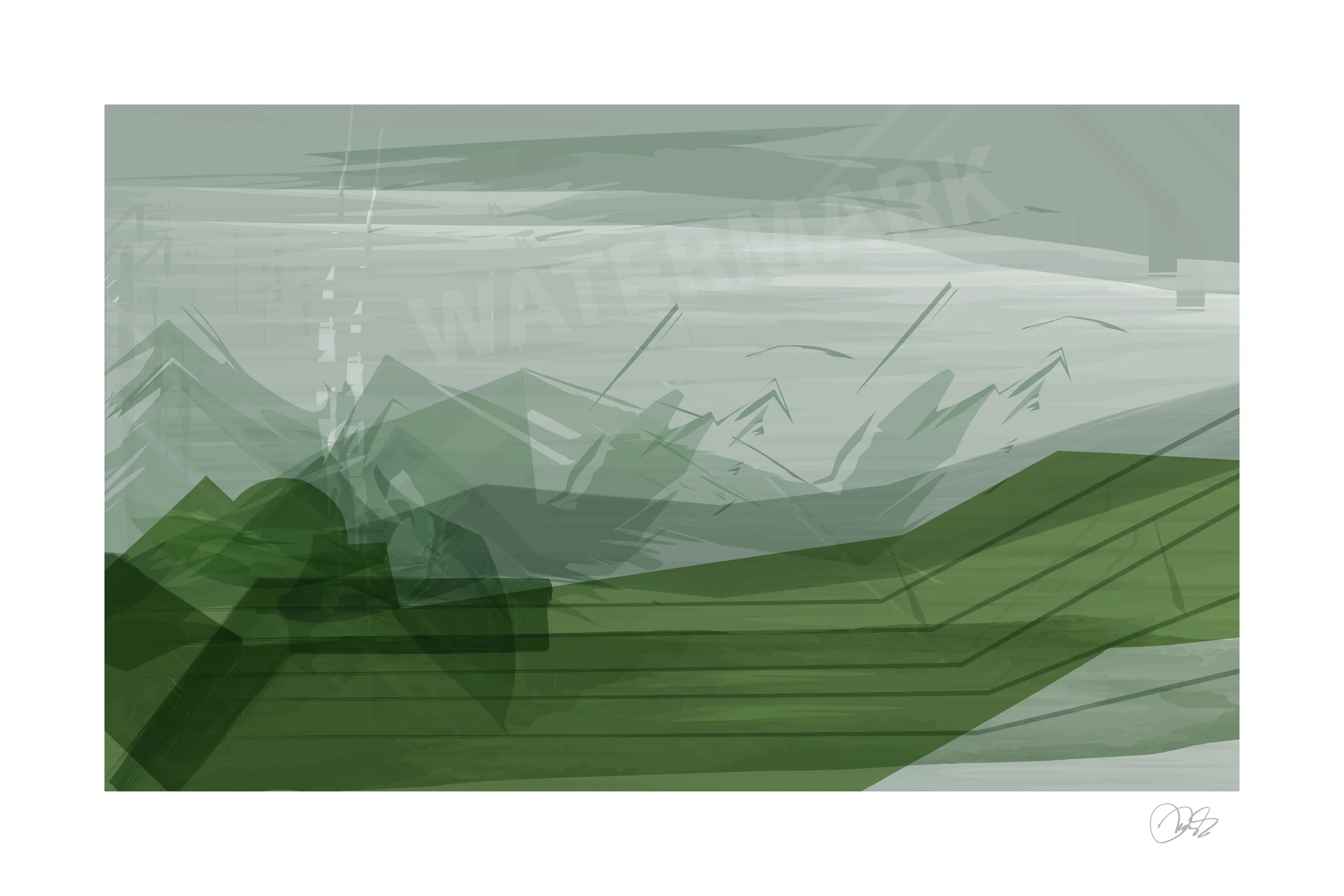 Mountainscape 2 - 24"x36" Framed & Glazed