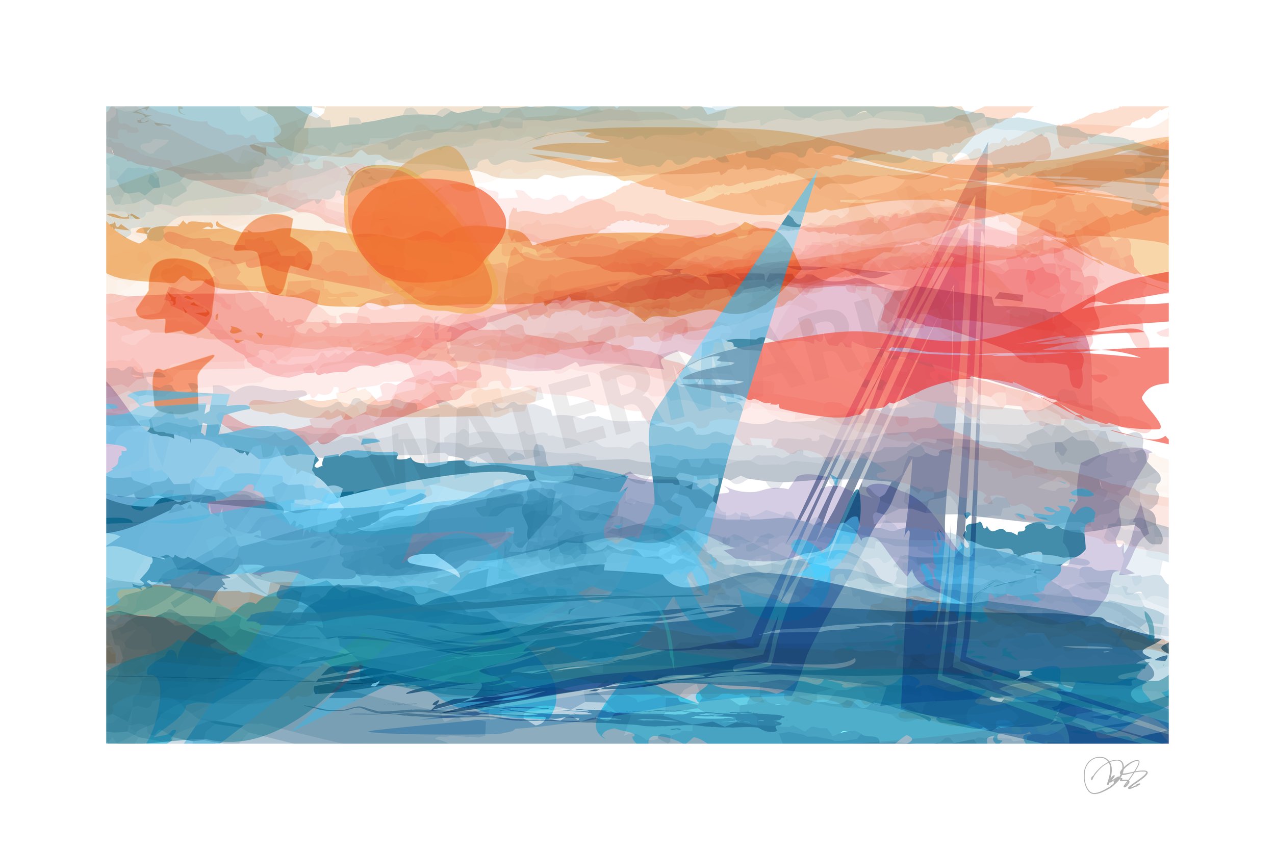 Sailscape 1 - 24"x36" Framed & Glazed