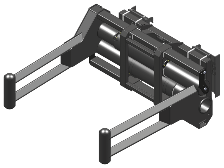 A computer-generated illustration of a mechanical or industrial device showing metal components, cylindrical parts, and structural framing.