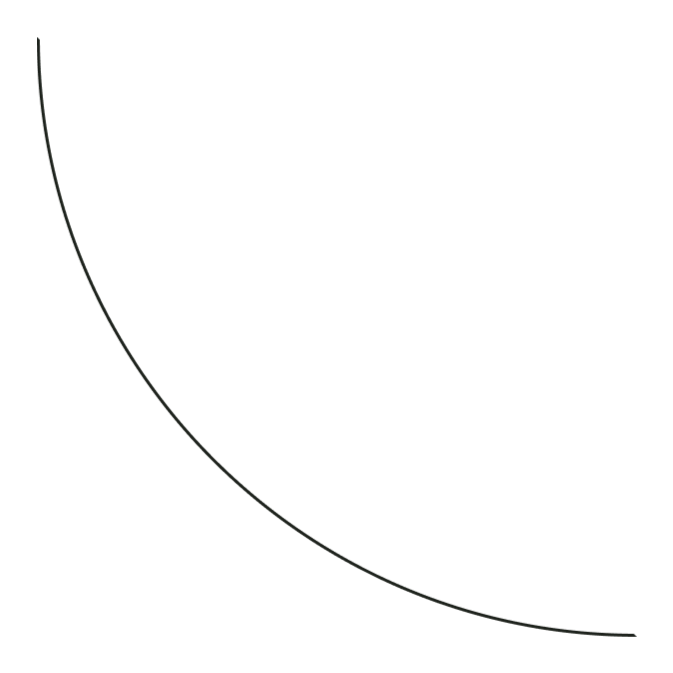 Graph mit einer gekrümmten Linie, die von oben links nach unten rechts verläuft, auf schwarzem Hintergrund.