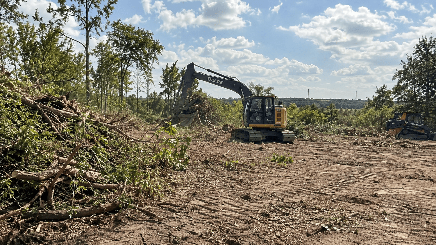 Land clearing equipment at work