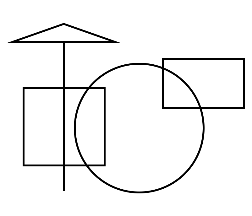 Black and white line drawing of a woman holding a briefcase, wearing a thought bubble with a lightbulb, and a male figure with a speech bubble.