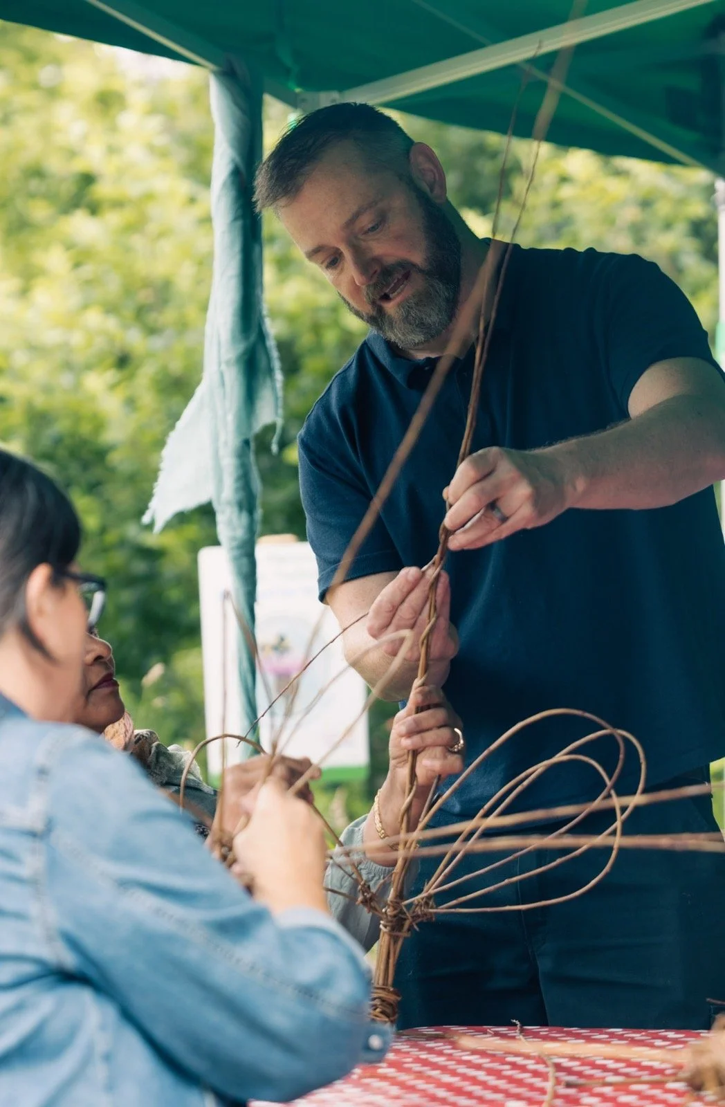 Willow weaving workshop led by Kerry artist Phil McSweeney, teaching participants contemporary willow craft techniques
