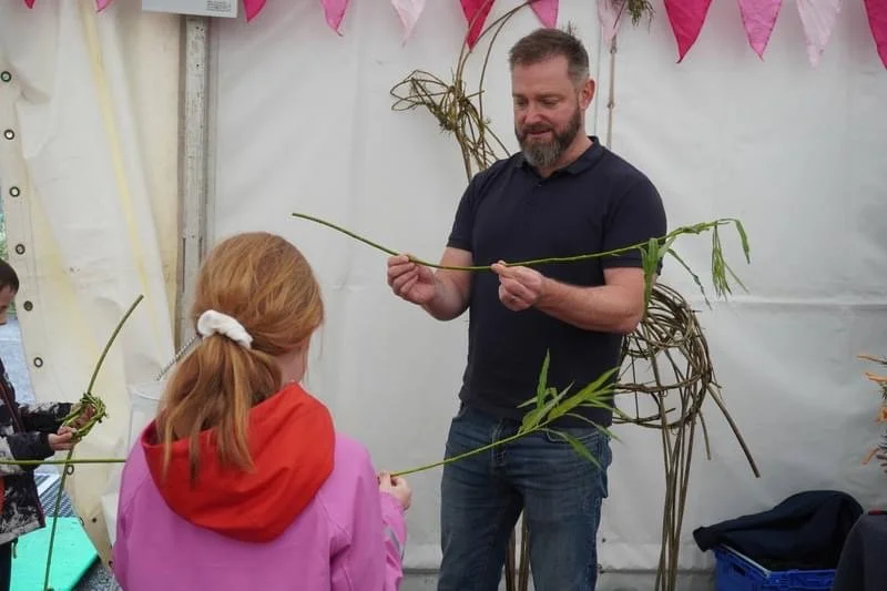Willow weaving workshop led by Kerry artist Phil McSweeney, teaching participants contemporary willow craft techniques