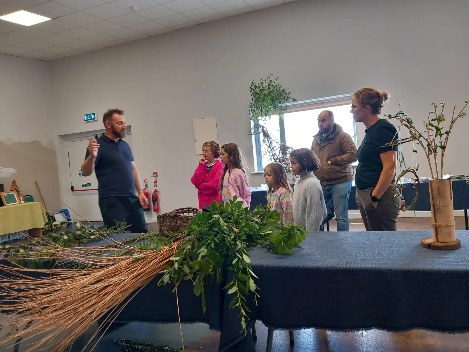 Willow weaving workshop led by Kerry artist Phil McSweeney, teaching participants contemporary willow craft techniques
