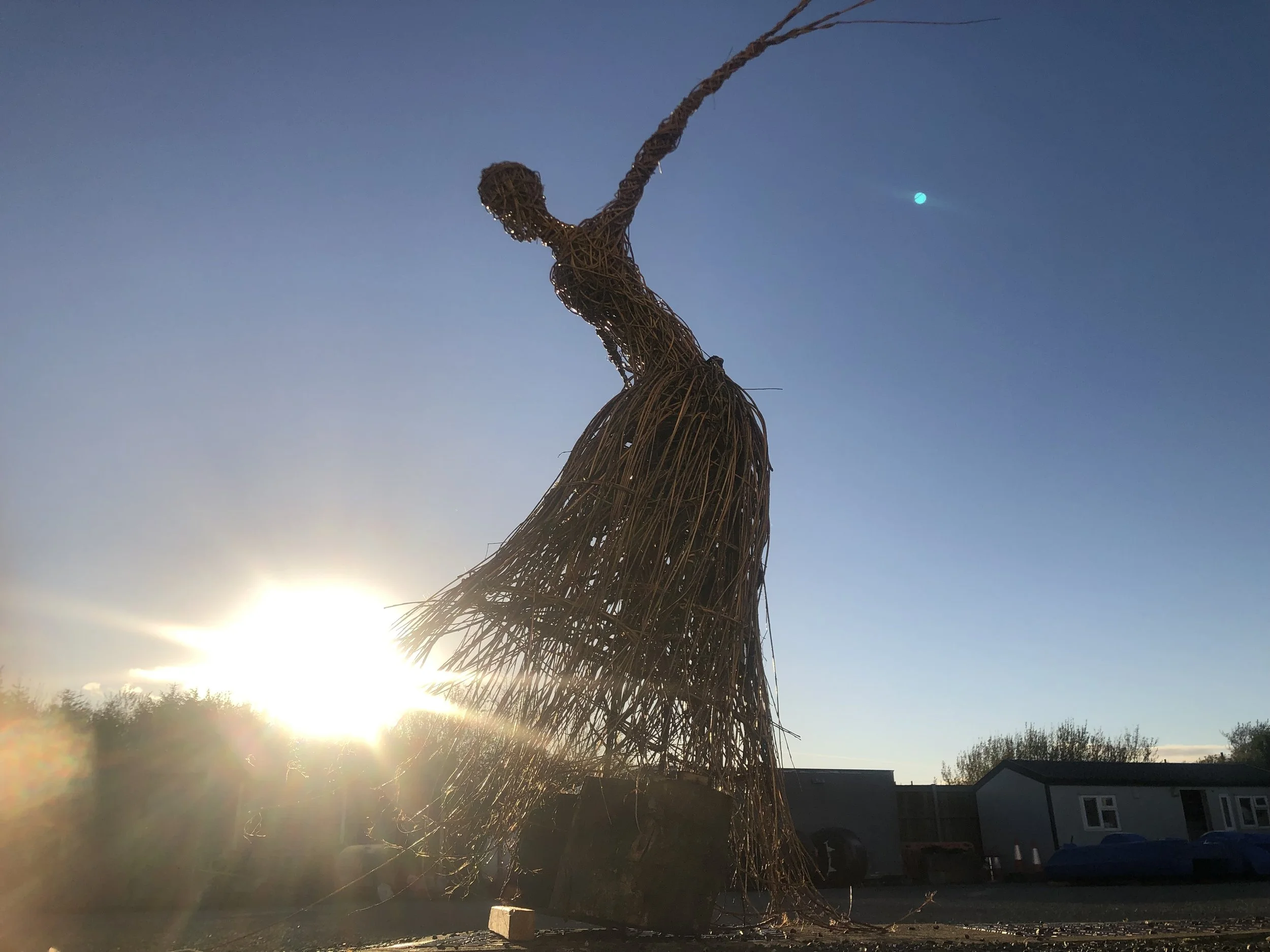 Large-scale woven willow Cailleach sculpture by Kerry artist Phil McSweeney at Tralee Bay Wetlands