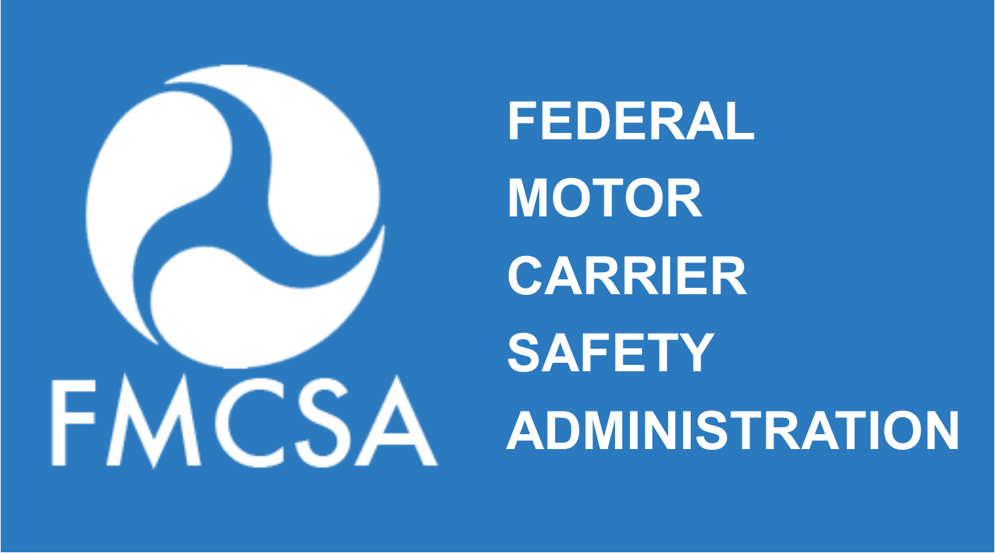 Blue background with a white FMCSA logo on the left and the text 'Federal Motor Carrier Safety Administration' on the right.
