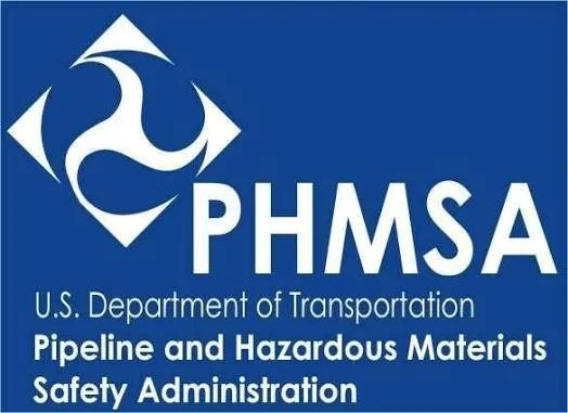 Logo for the U.S. Department of Transportation Pipeline and Hazardous Materials Safety Administration (PHMSA) with text