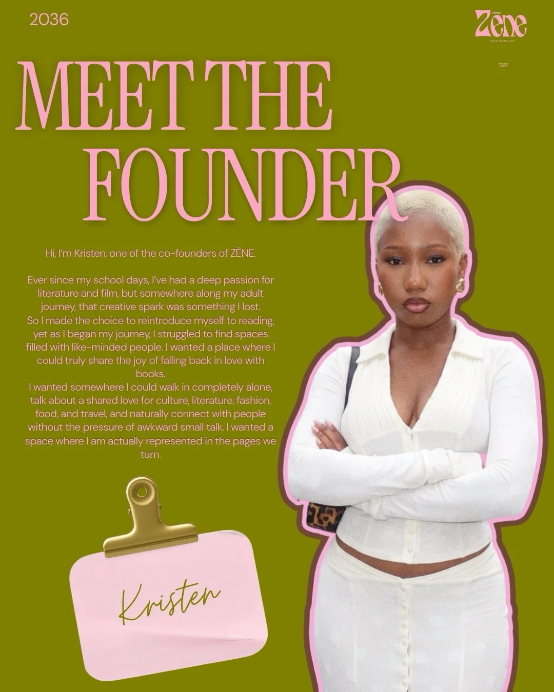 Hey! I&rsquo;m Kristen, the other half of ZENE.

I created ZENE to create a community, a curated space for people who share a passion for culture, literature, film and art, but crave a more intentional way to connect. This is a place where you can ar