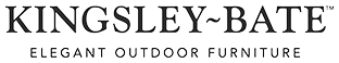 Image of the logo for Kingsley-Bate, an outdoor furniture company, with the text 'Kingsley-Bate' and 'Elegant Outdoor Furniture'.