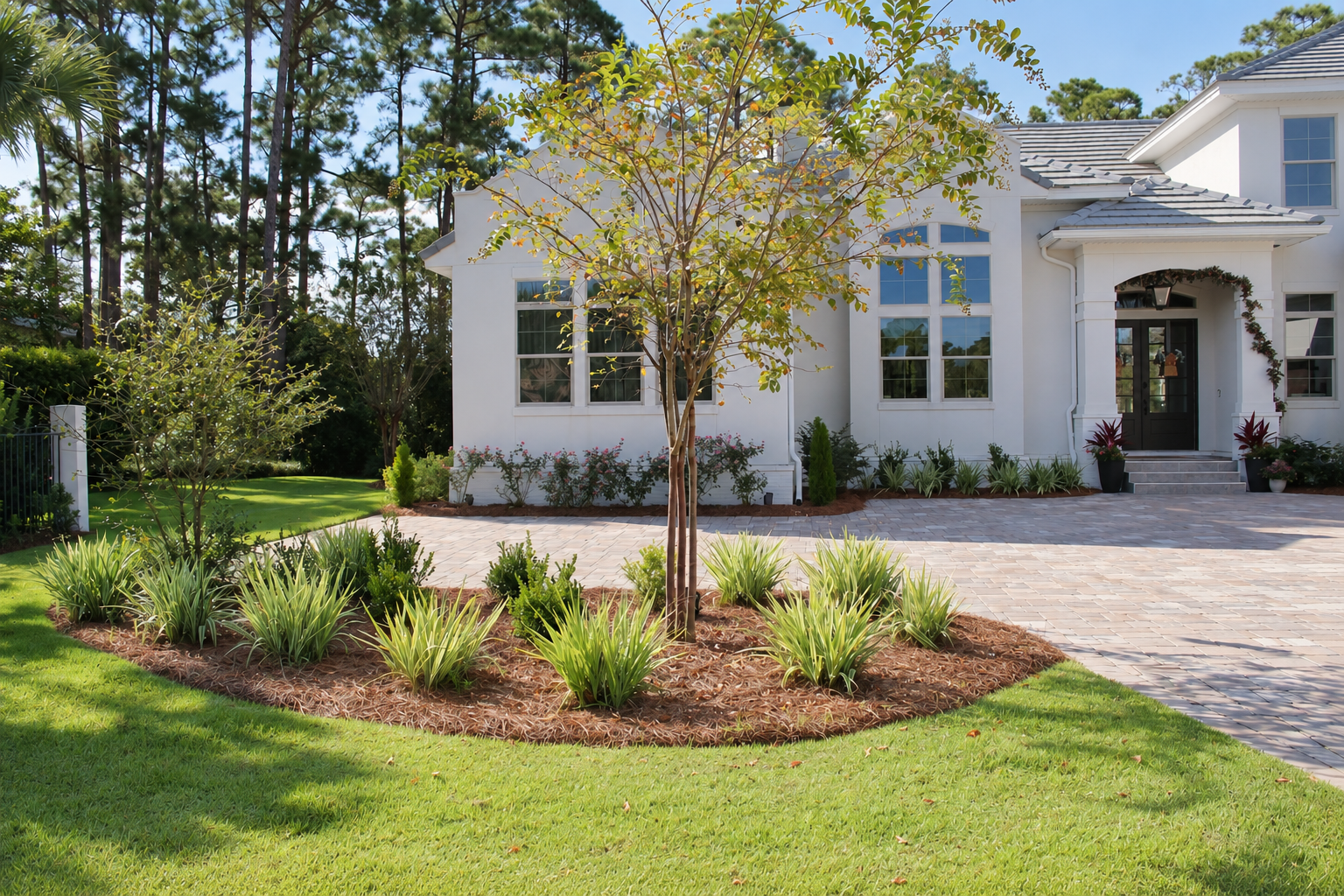 Modern House with Landscaped Front Yard.png