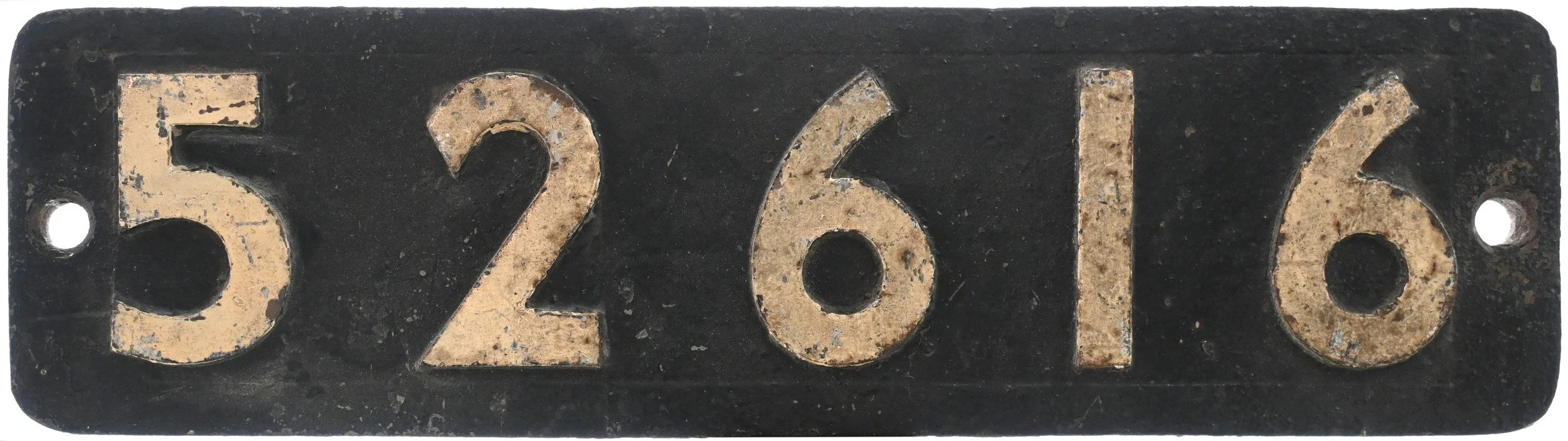 A vintage black metal Locomotive Smokebox Numberplate with raised numbers 52616.