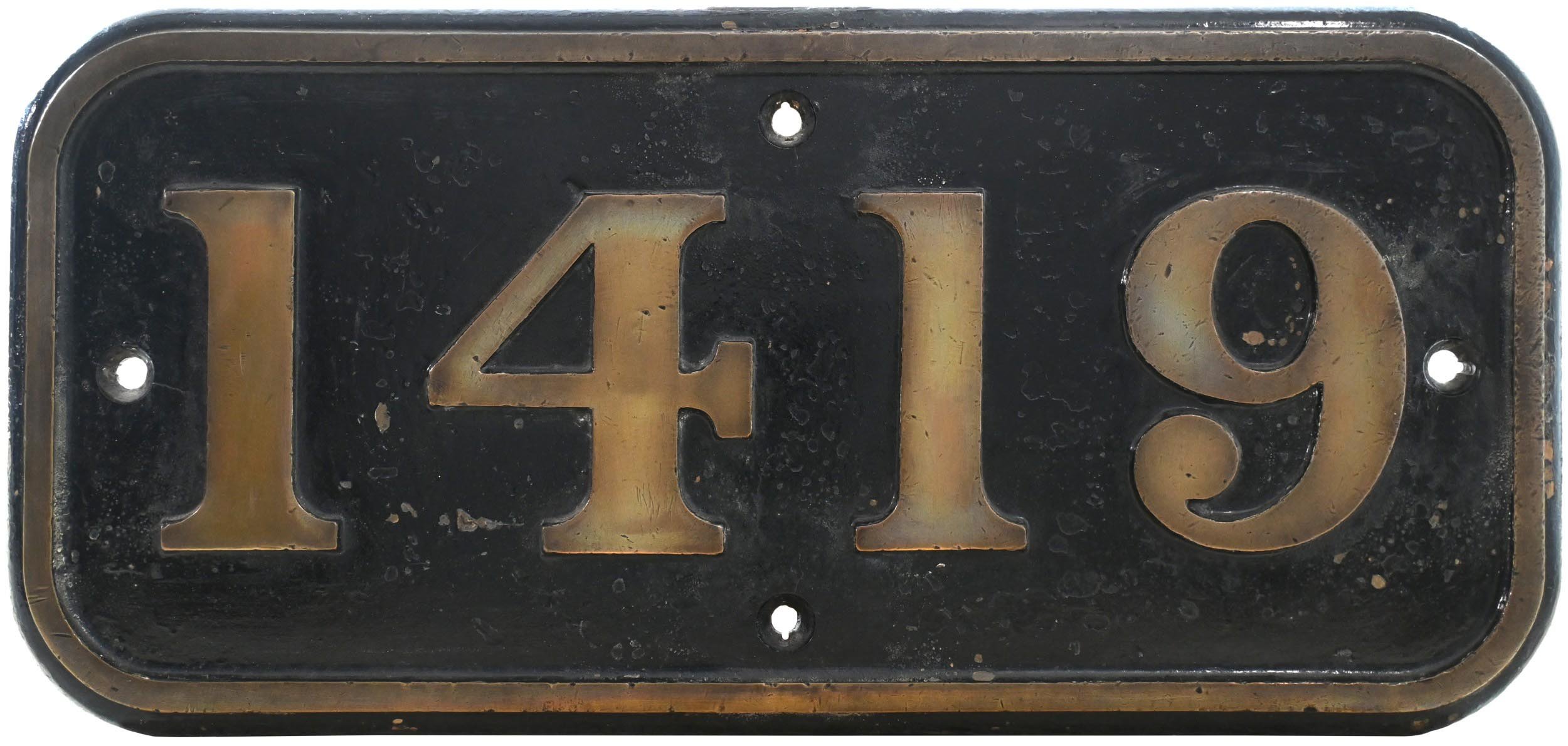 GWR Cabside numberplate plate in brass '1419'.