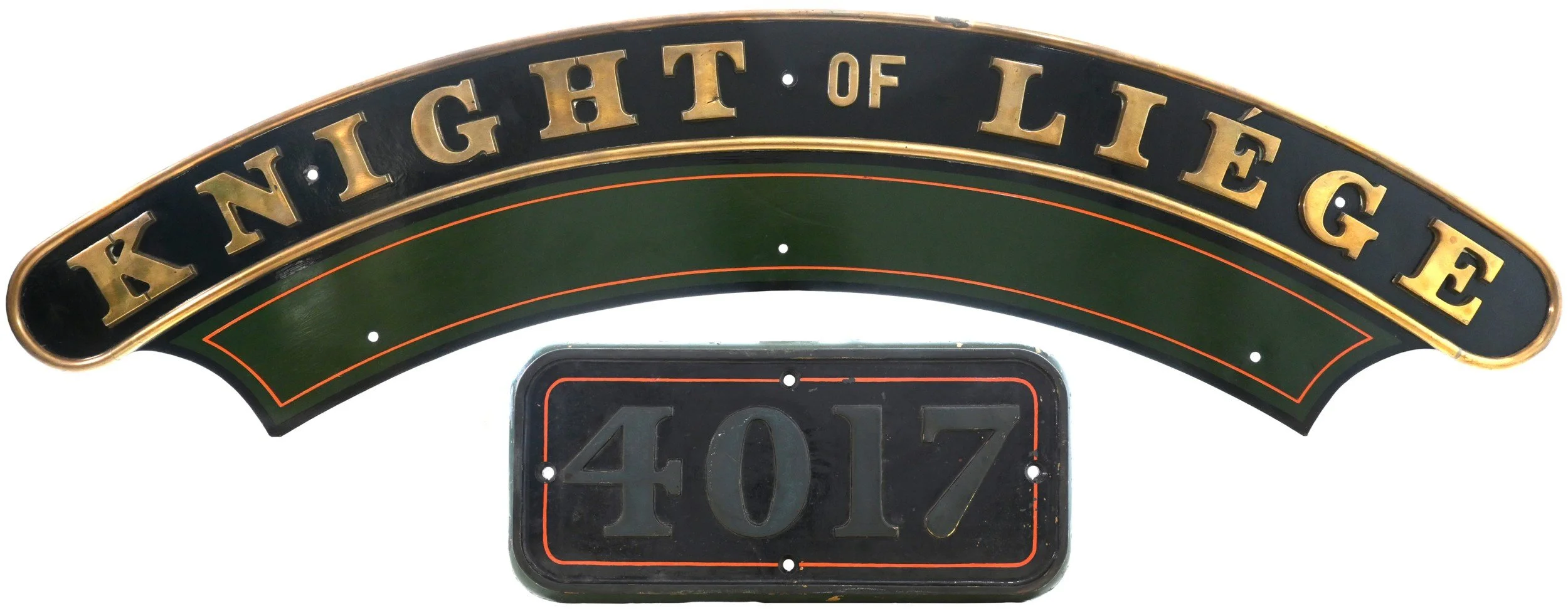 A black and gold sign reading "Knight of Leeds" with a green background and a black and orange number plate displaying the address 4017.