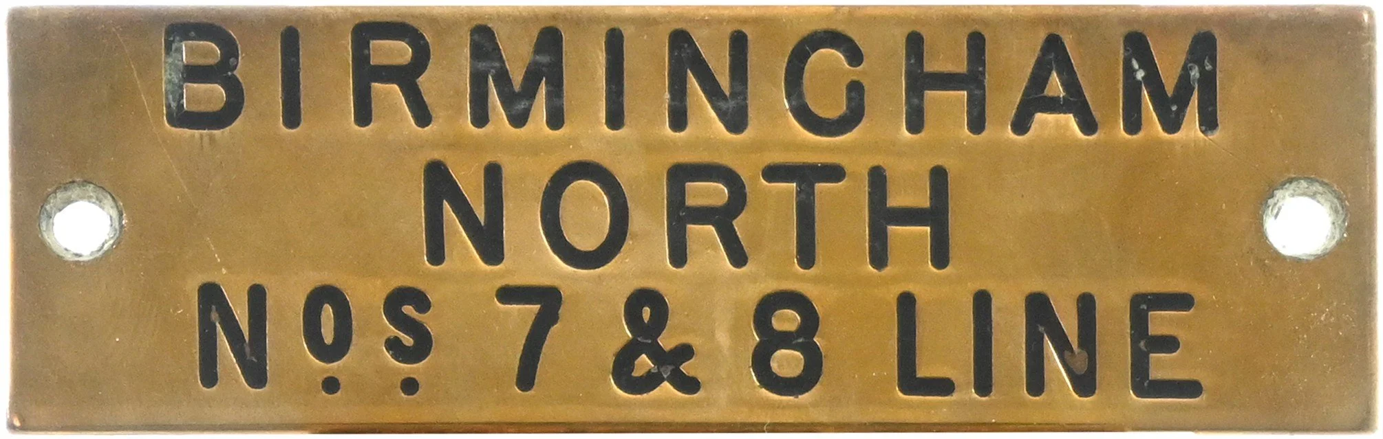 Brass Signalbox shelf plate for Birmingham North, Nos 7 & 8 Line.