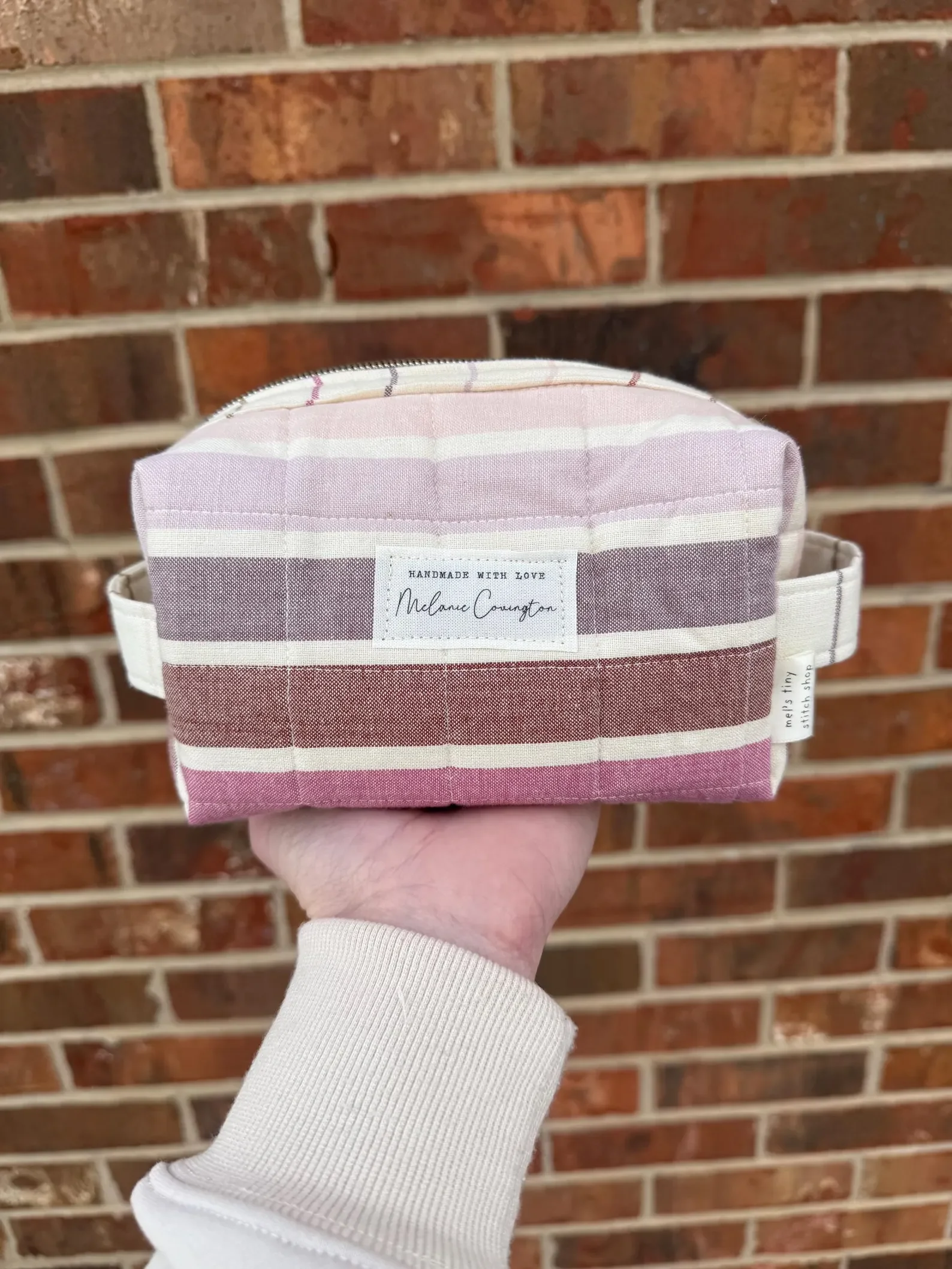 hand sewn quilted makeup bag