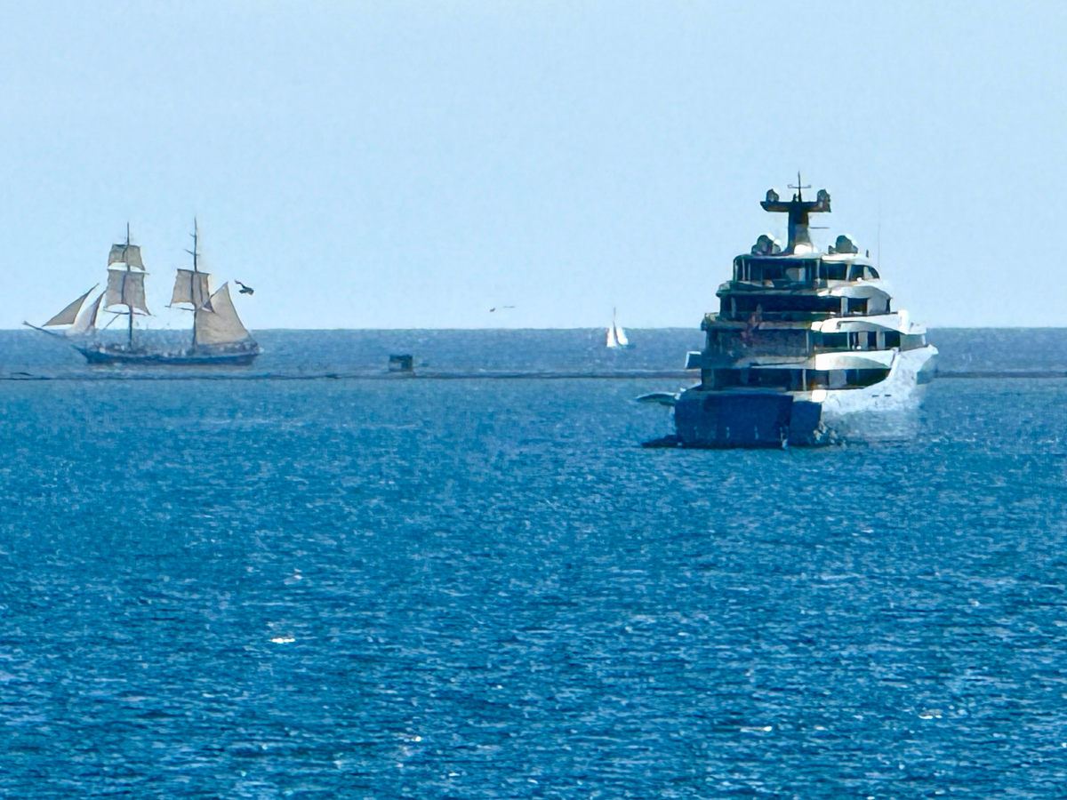 The Aviva and visiting Tall Ship Morgenster