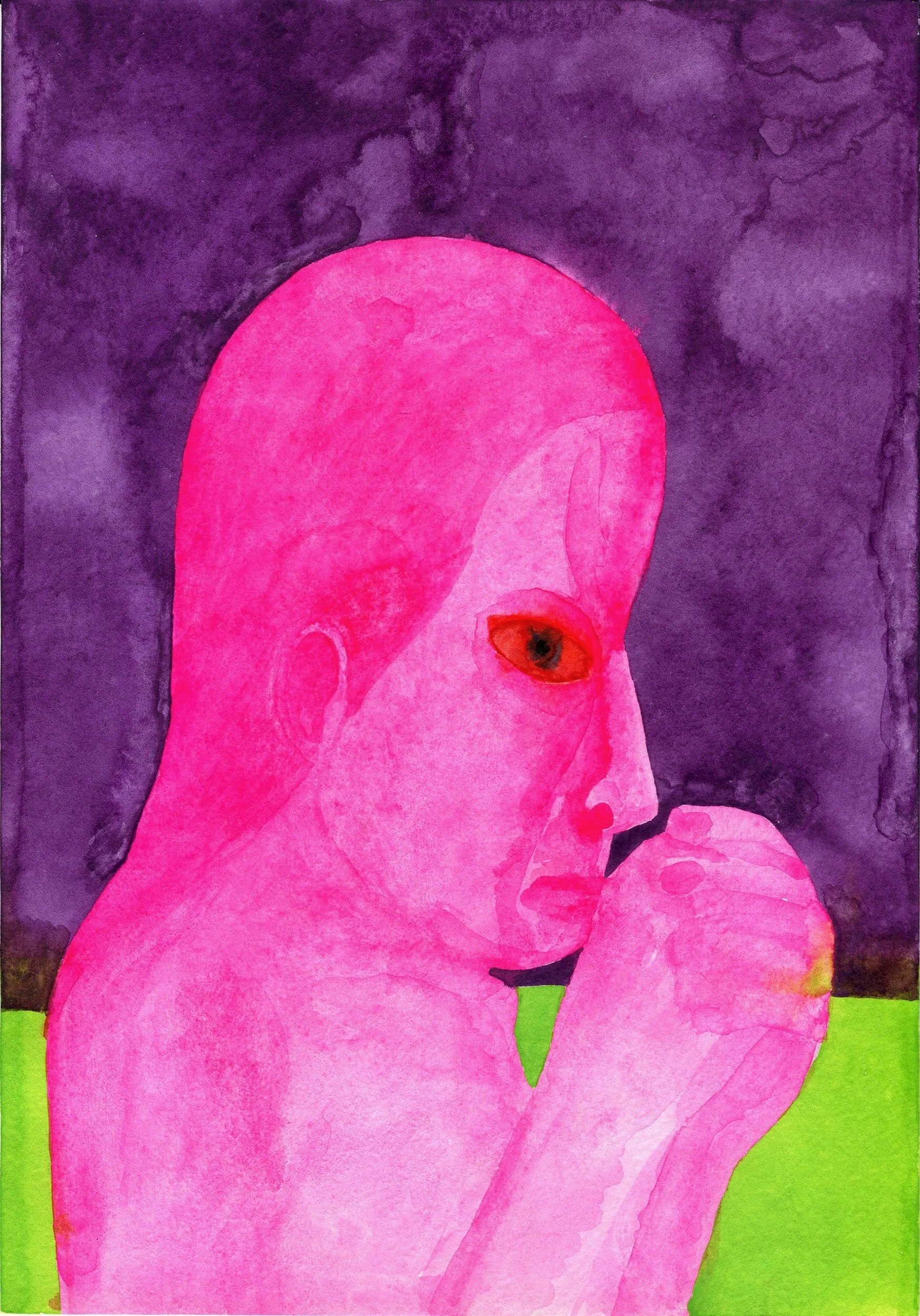 UNEASE 1,
2020,
watercolour on paper,
29.7 × 21 cm
