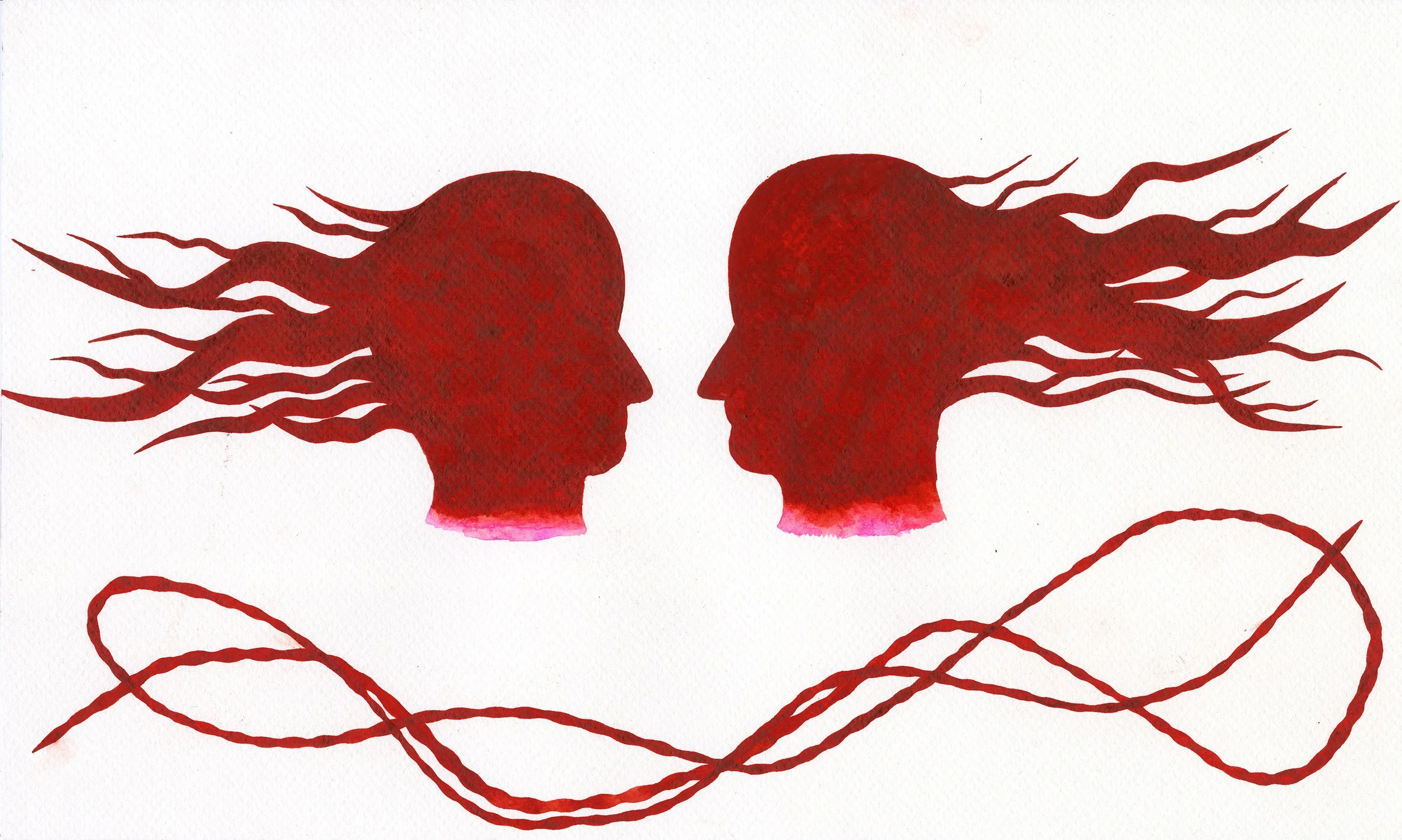 TWO HEADS,
2021,
Watercolour on paper,
24 × 40 cm
