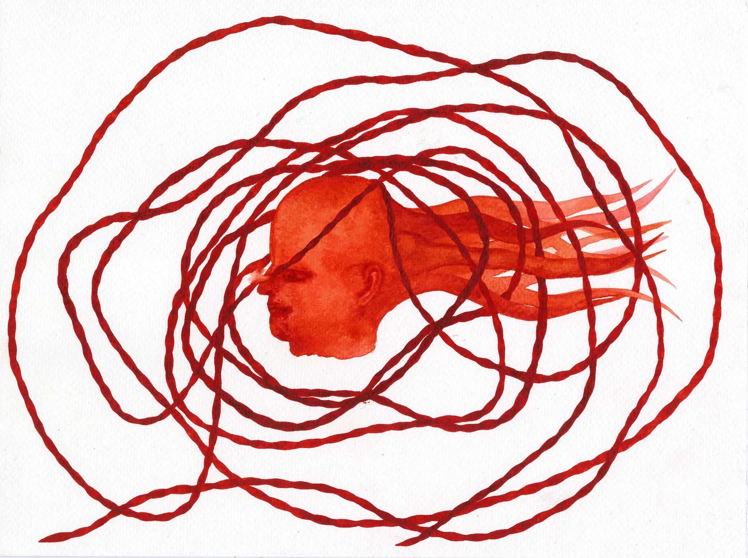 ENTANGLING,
2021,
Watercolour on paper,
24 × 32 cm

