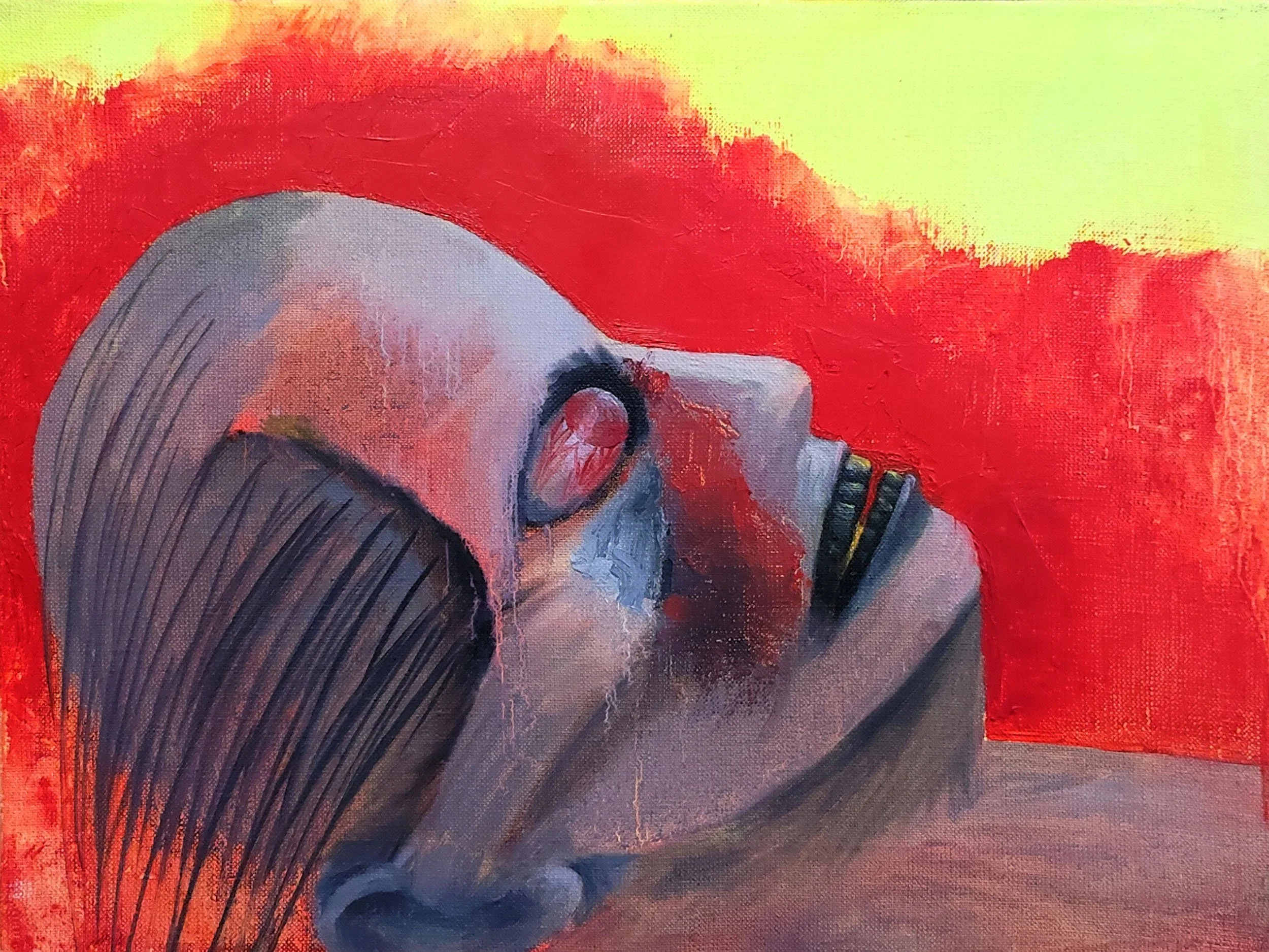 VARIATIONS IN CONFRONTING DEATH 1,
2021,
Oil on canvas,
30 × 40 cm