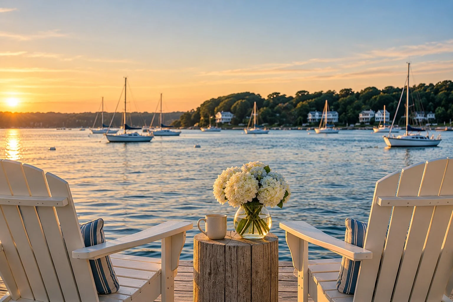 Waterfront home on Long Island at sunset, representing the personalized local support provided by Gold Coast Concierge & Estate Services.
