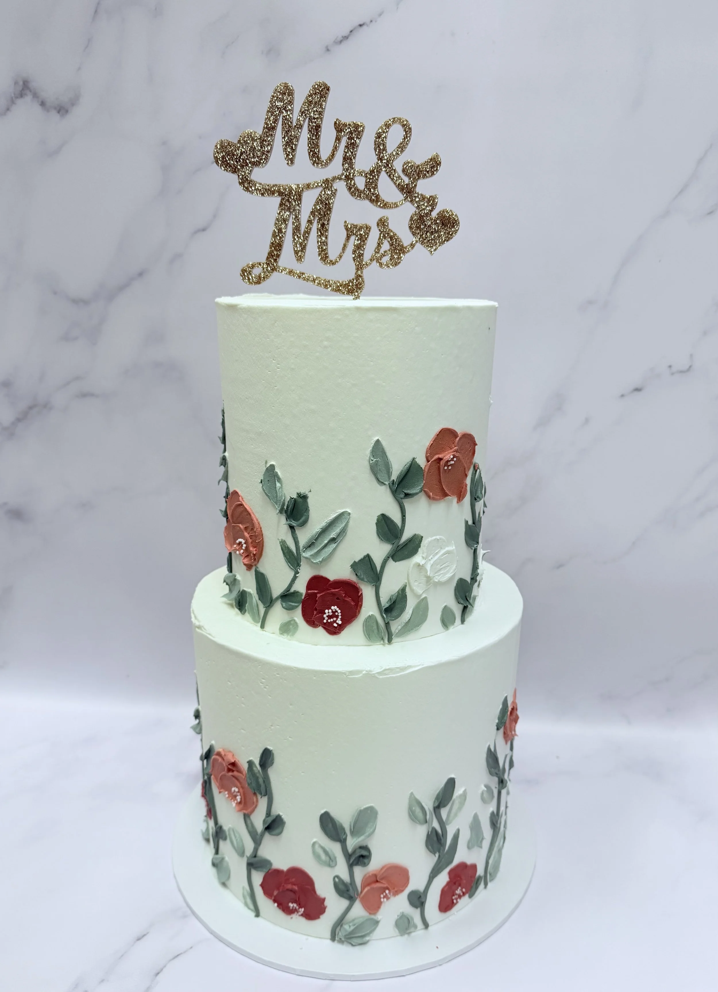 Elegant Floral Wedding Cake 2 Teir From £200