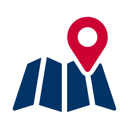 Icon of a map with a location pin above it.