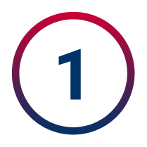 A stylized number 1 with a red-to-blue gradient, forming part of a logo.