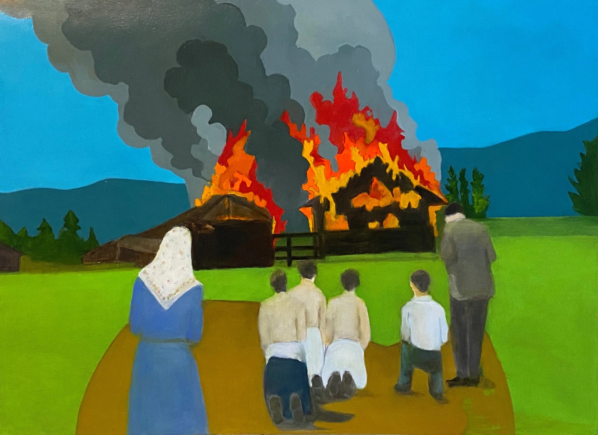 Whi By Fire. 30x22 inches. Oil on Paper. Sold.
