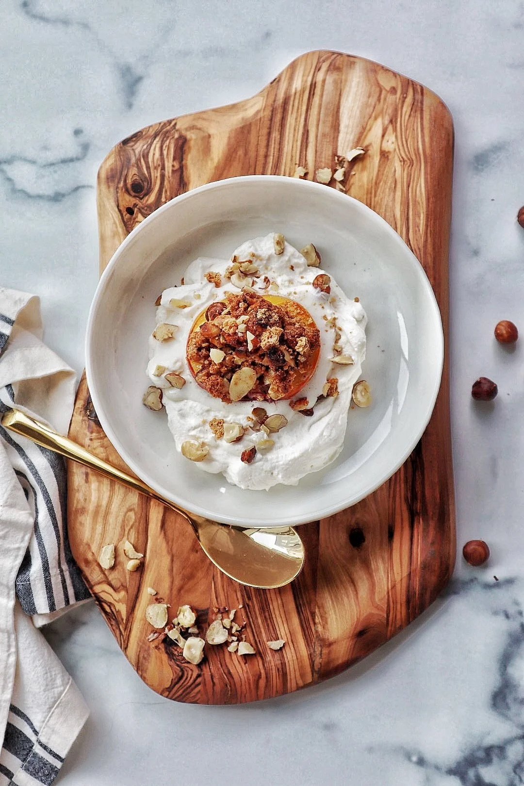 Roasted Peaches with Amaretti Biscuits and Hazelnuts Wine Country Kitchen (Kira Bottles)