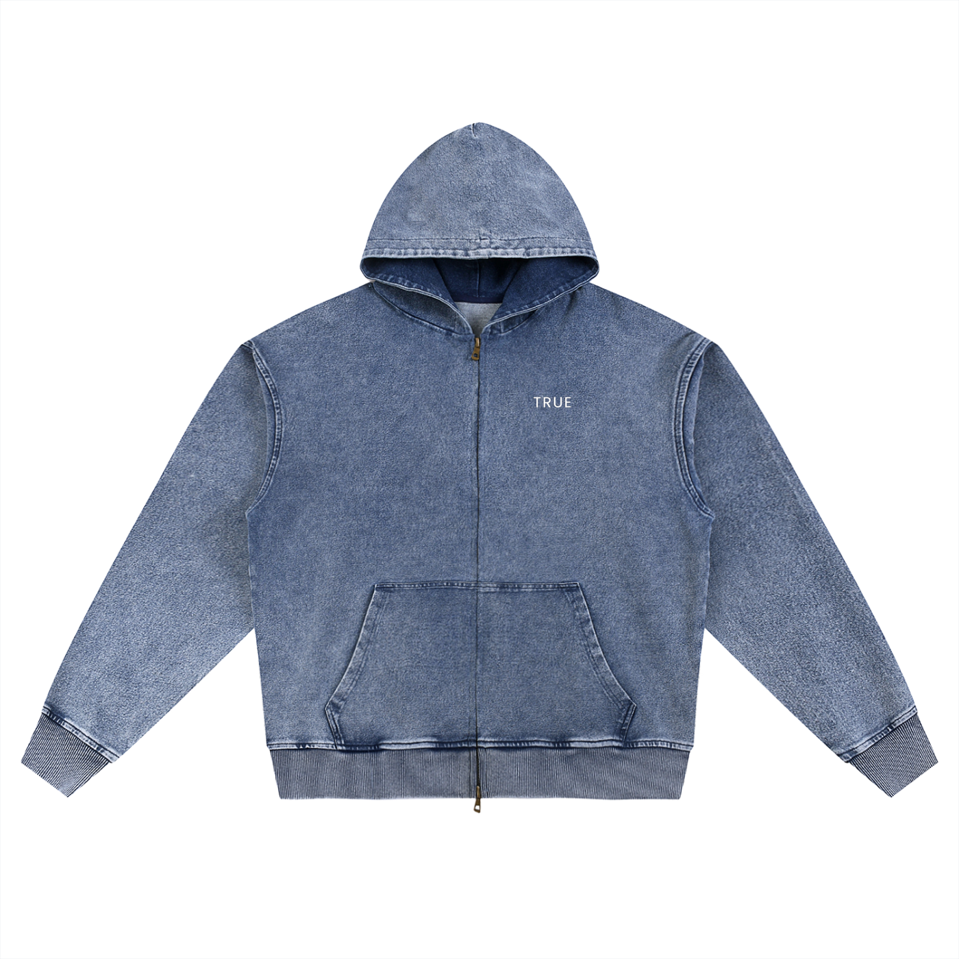 Blue Denim Zip-Up Hoodie