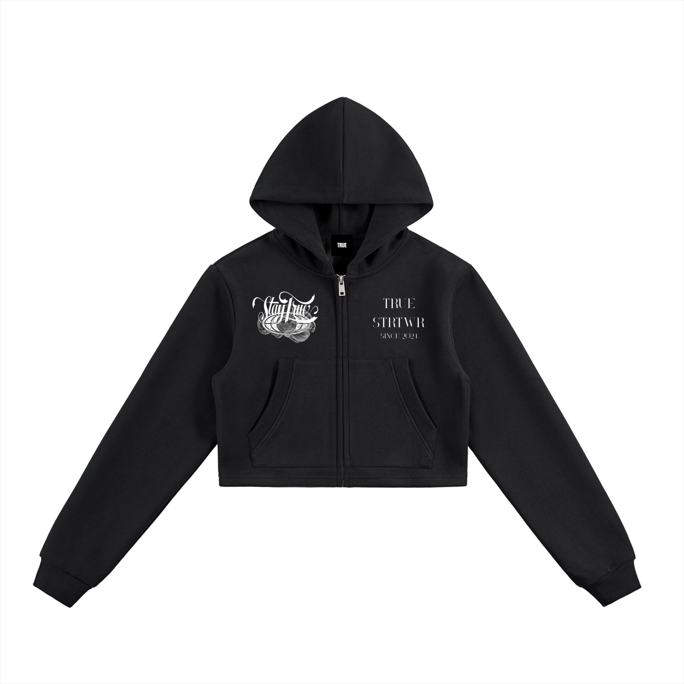 Blacked Cropped Zip-Up Hoodie