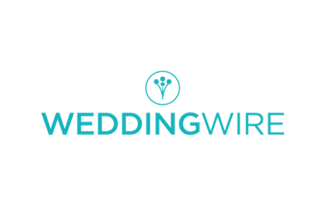 WeddingWire logo with a stylized heart and flower icon above the text in blue.