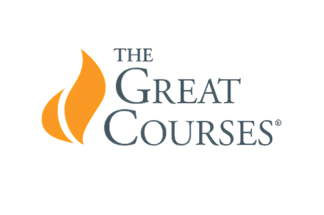 Logo of The Great Courses featuring a stylized orange flame and text.