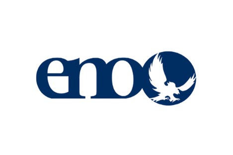 Logo with the word 'enex' in blue letters and a circular emblem of a bird in flight.