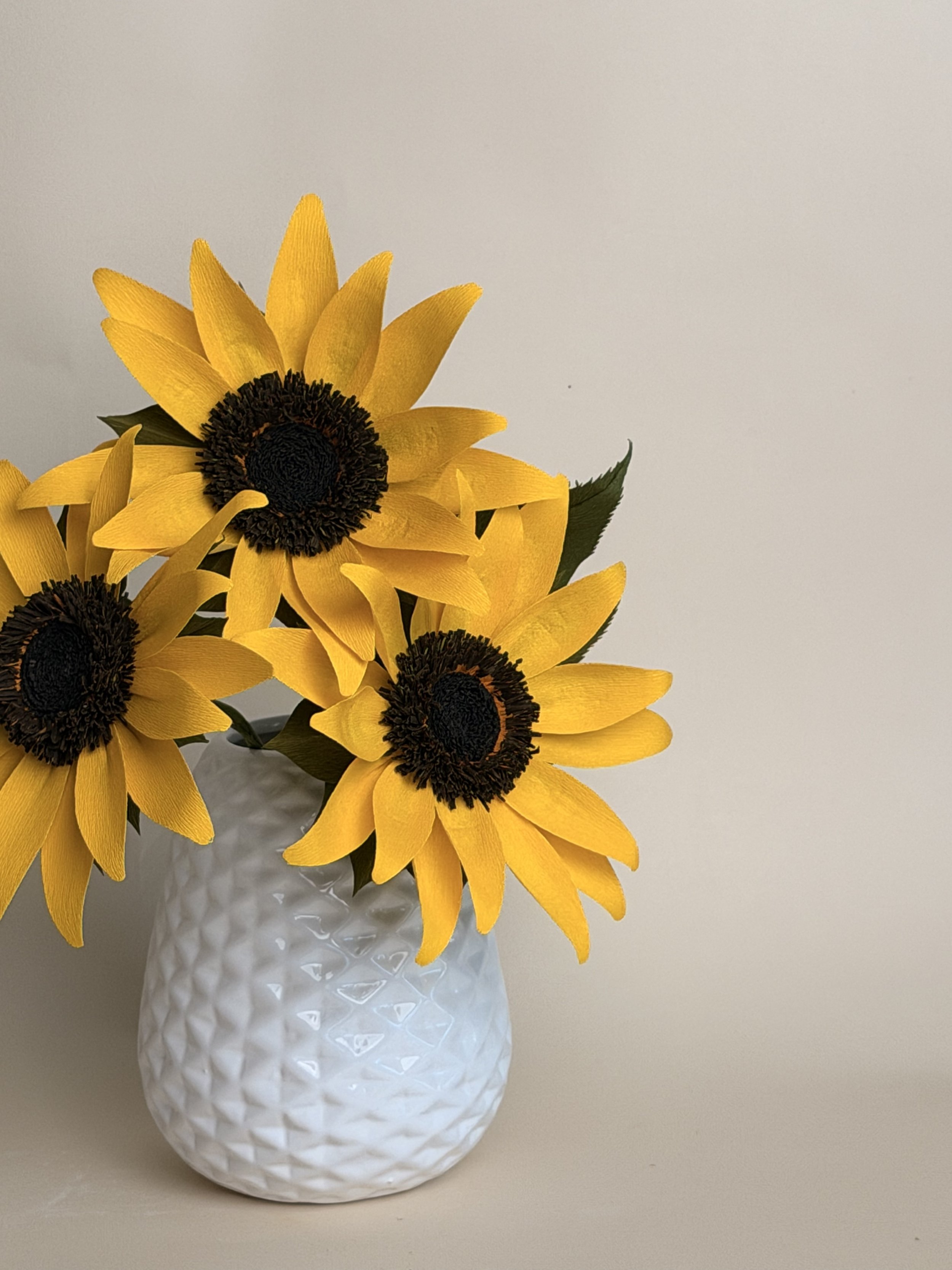Handmade Paper Sunflower | Single Stem or Set of Three