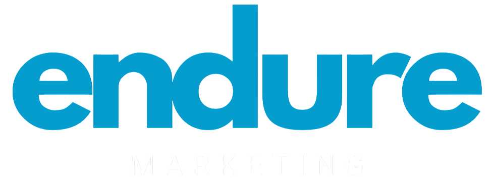 Endure Marketing logo with large blue text and smaller white text underneath.