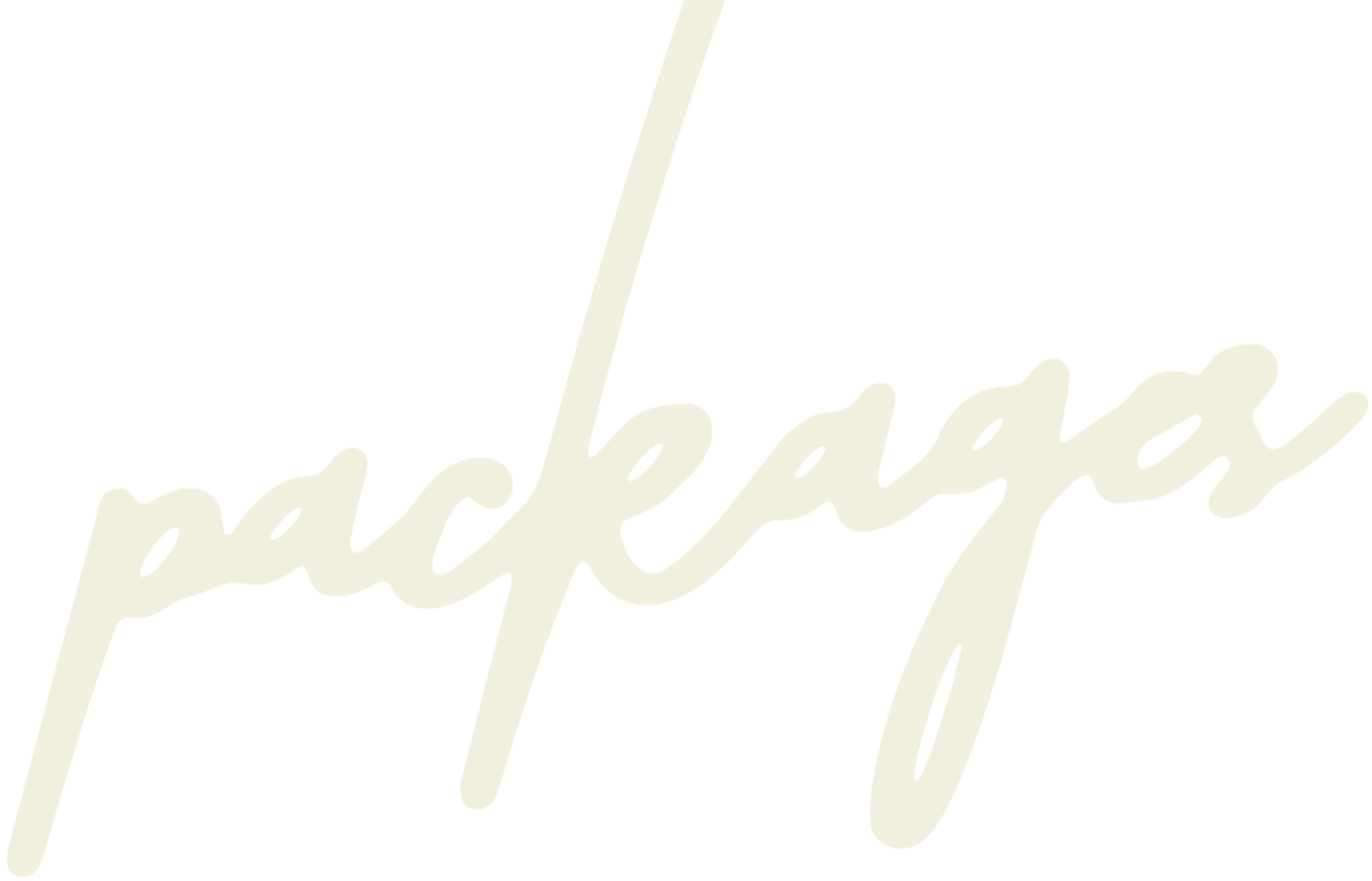 A stylized logo with the word "packages" written in cursive.