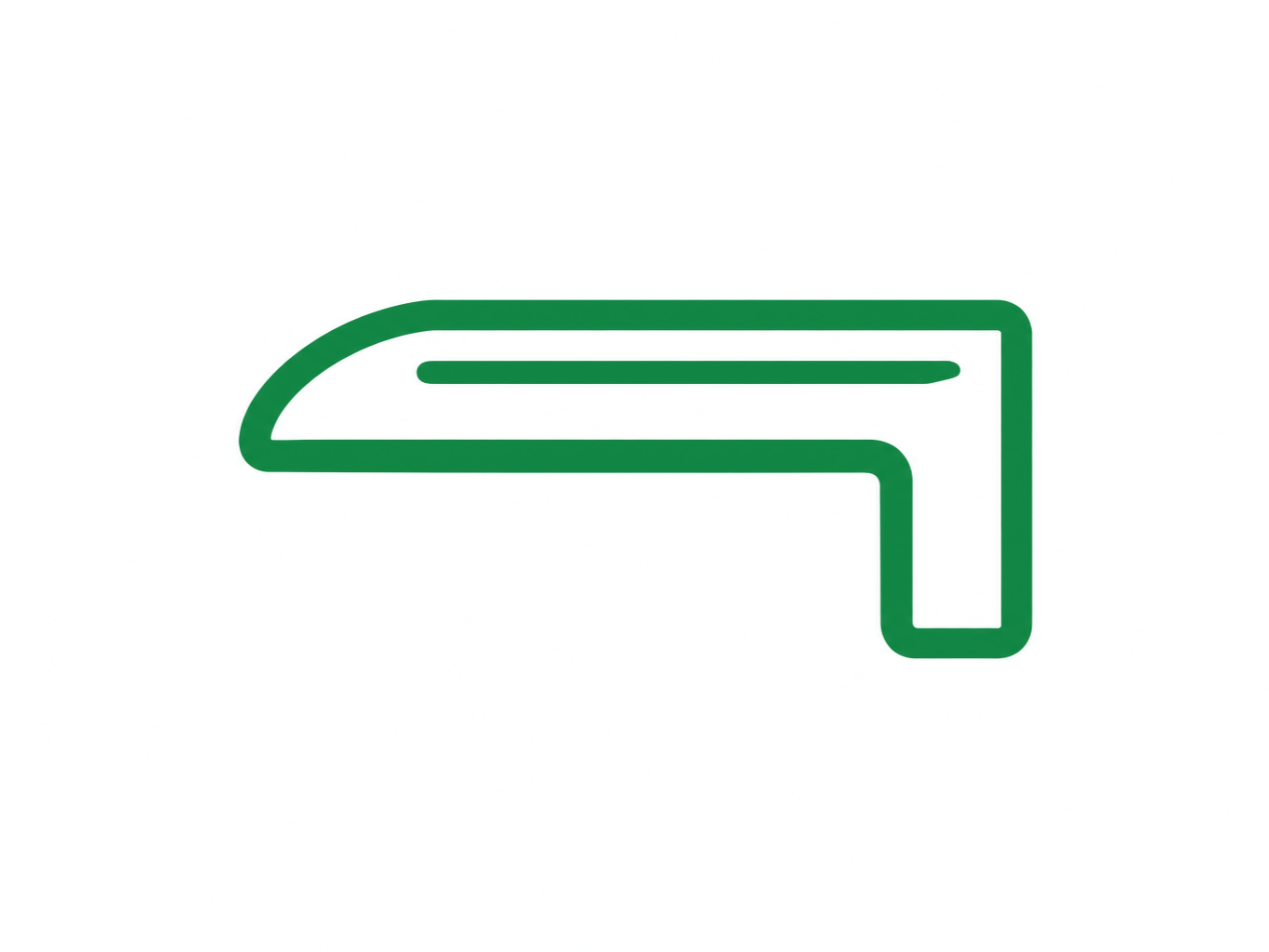 Outline drawing of a stair nosing.