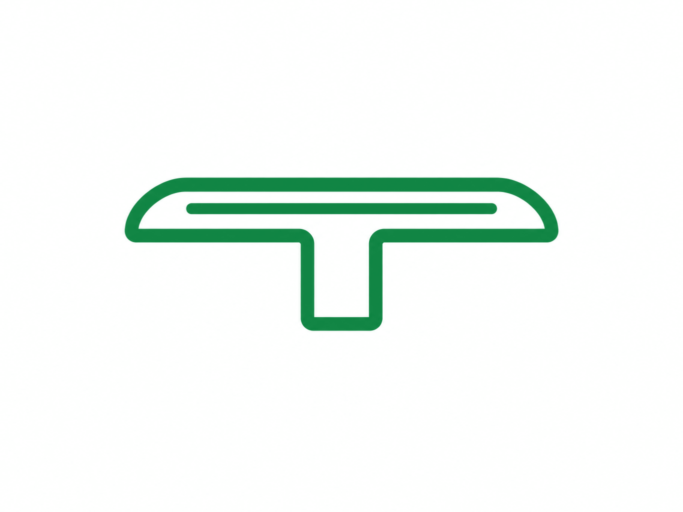 Outline drawing of a t-molding.