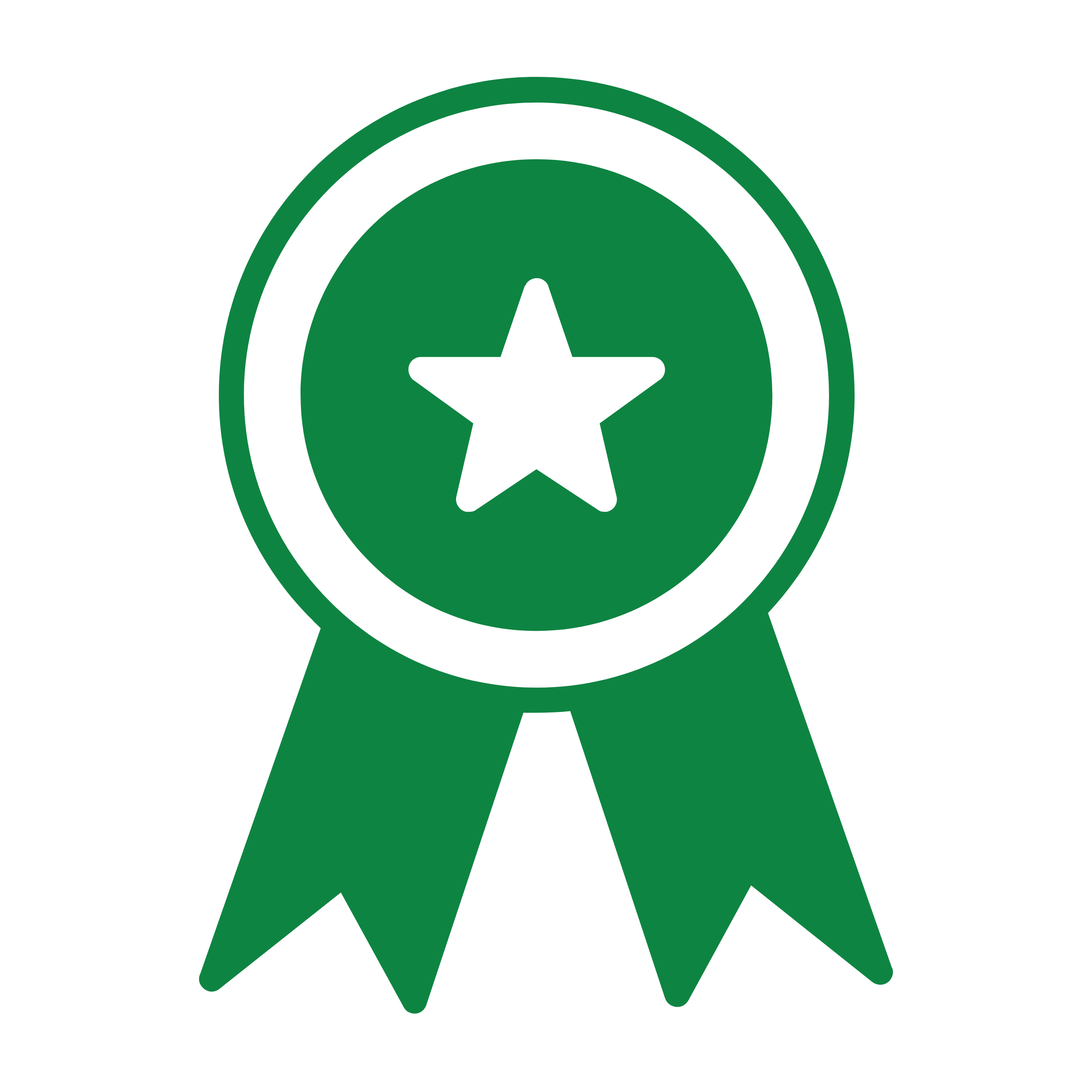 Green badge symbol with a star at the center.