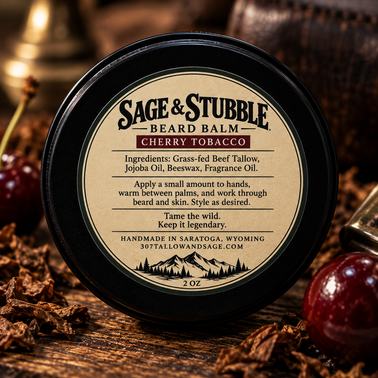 Sage & Stubble Cherry Tobacco Beard Balm Tin.png
