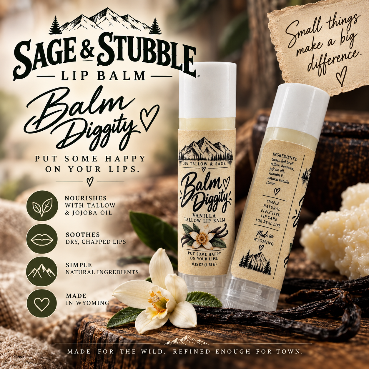 Balm Diggity Vanilla Tallow Lip Balm