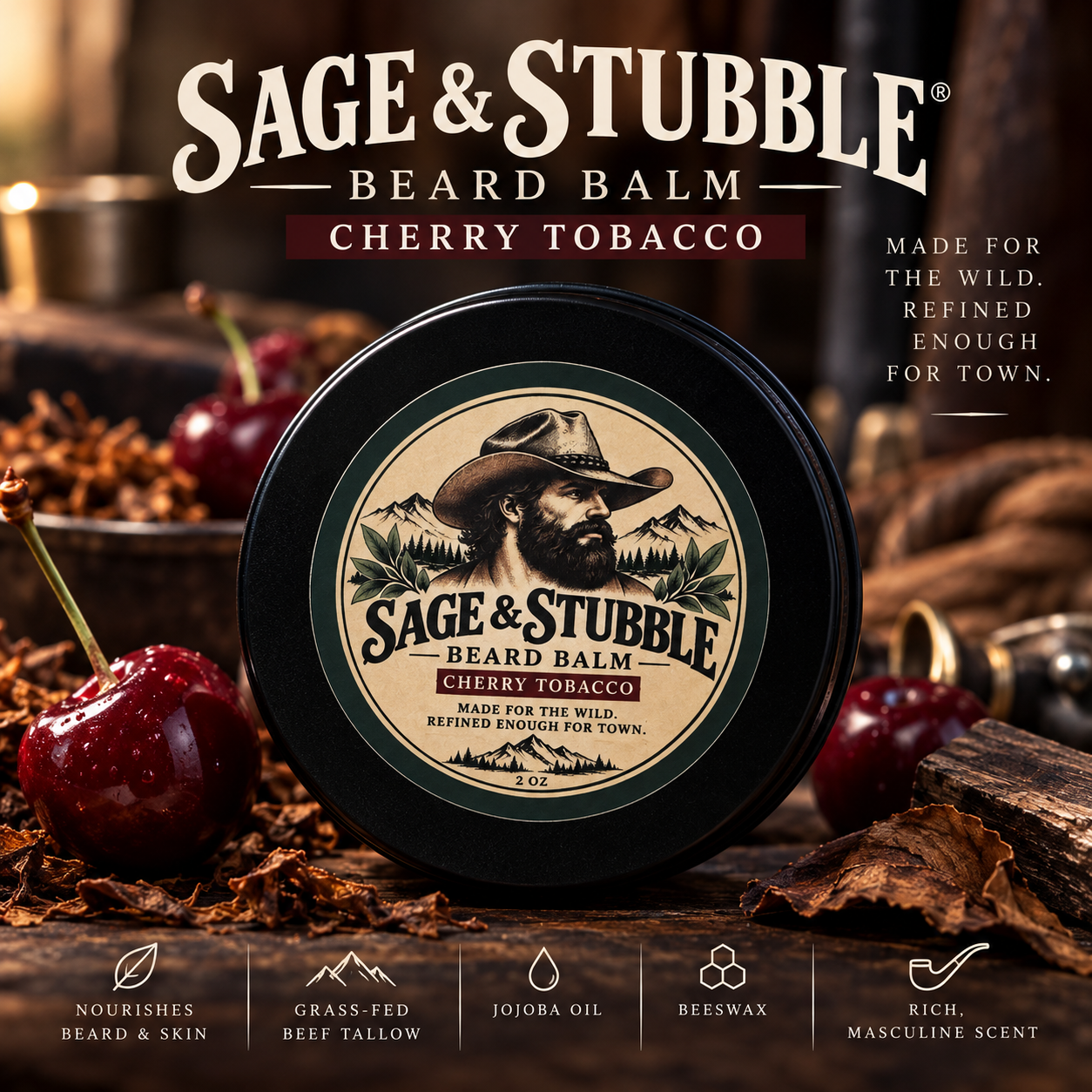 Sage & Stubble Beard Balm - Cherry Tobacco